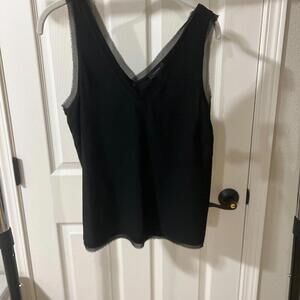 Halogen Women's Black Sleeveless With Trim Tank Top Size S